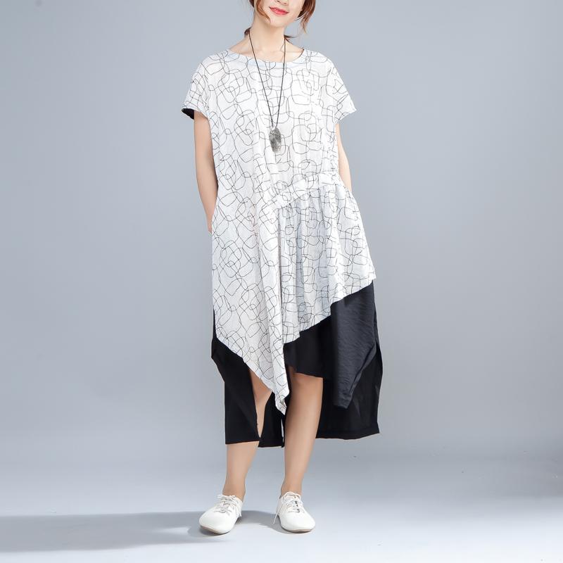 Irregular Round Neck Short Sleeve Casual Women Dress