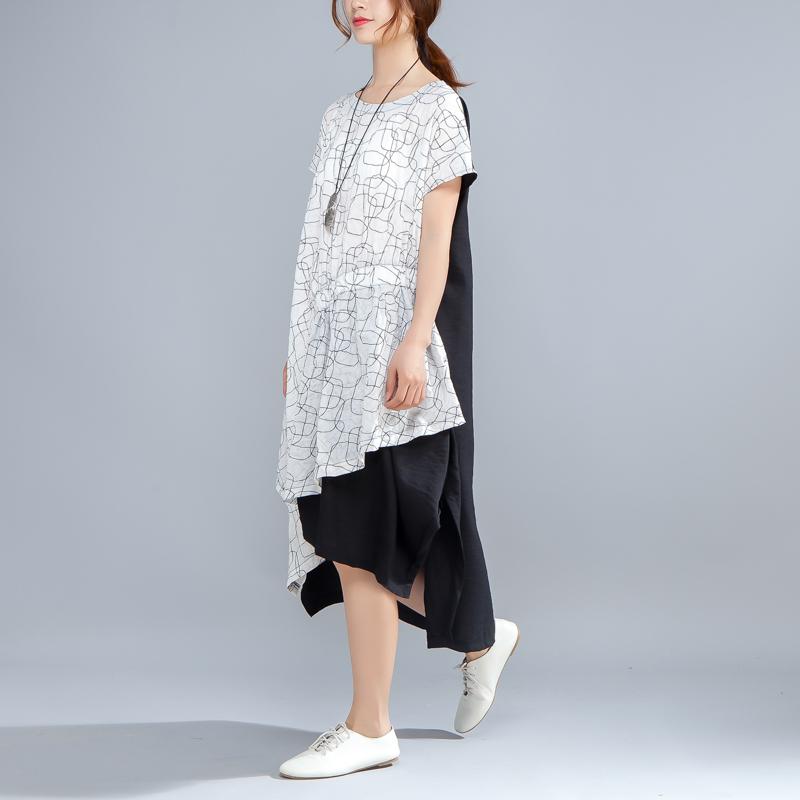 Irregular Round Neck Short Sleeve Casual Women Dress