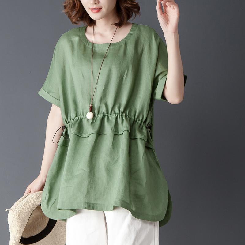Loose Summer Short Sleeve Round Neck Tops