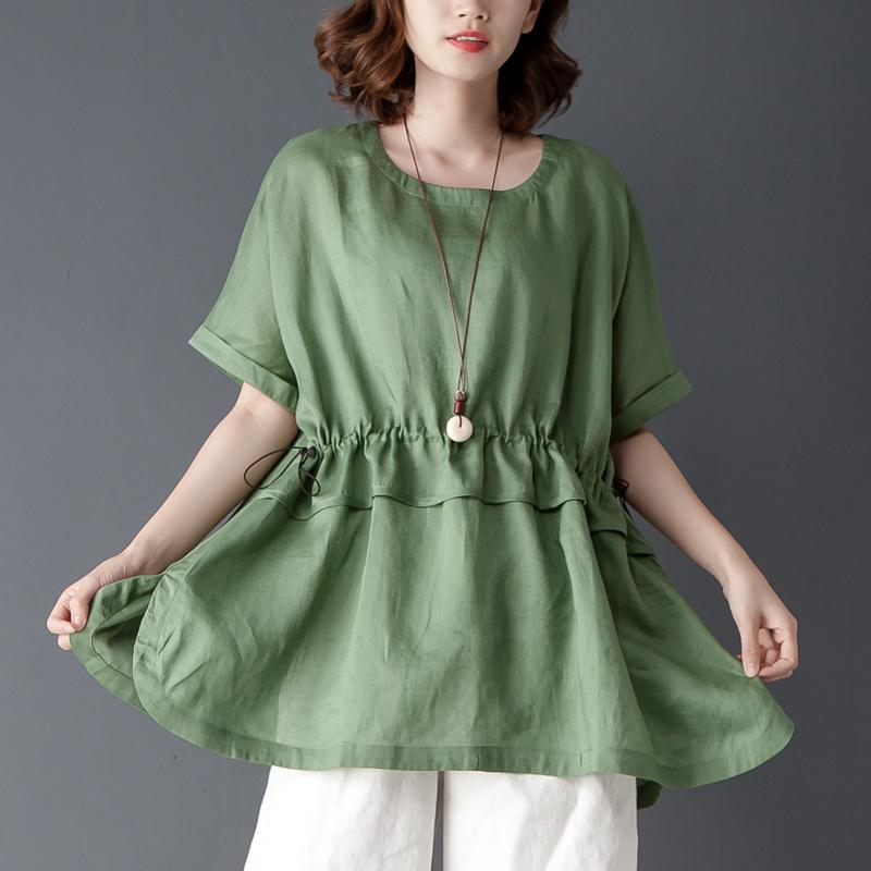 Loose Summer Short Sleeve Round Neck Tops