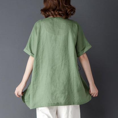 Loose Summer Short Sleeve Round Neck Tops
