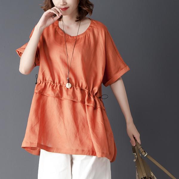 Loose Summer Short Sleeve Round Neck Tops