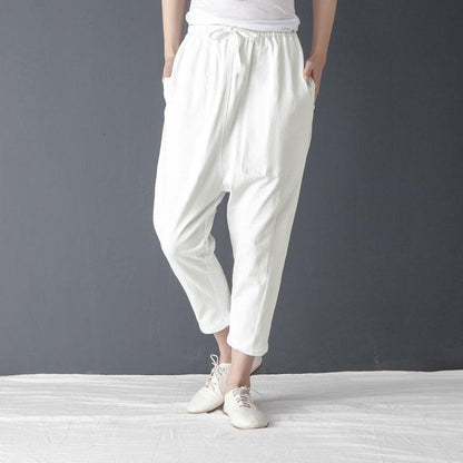 Casual Women Lacing Linen Cotton Pants