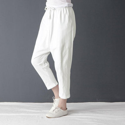 Casual Women Lacing Linen Cotton Pants