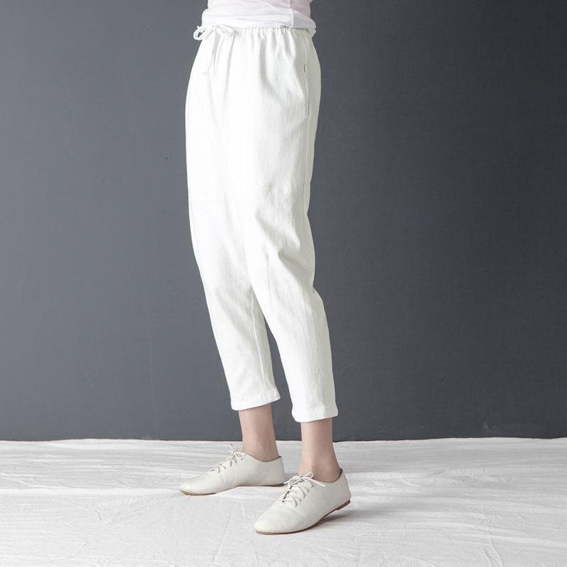 Casual Women Lacing Linen Cotton Pants