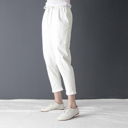 Casual Women Lacing Linen Cotton Pants