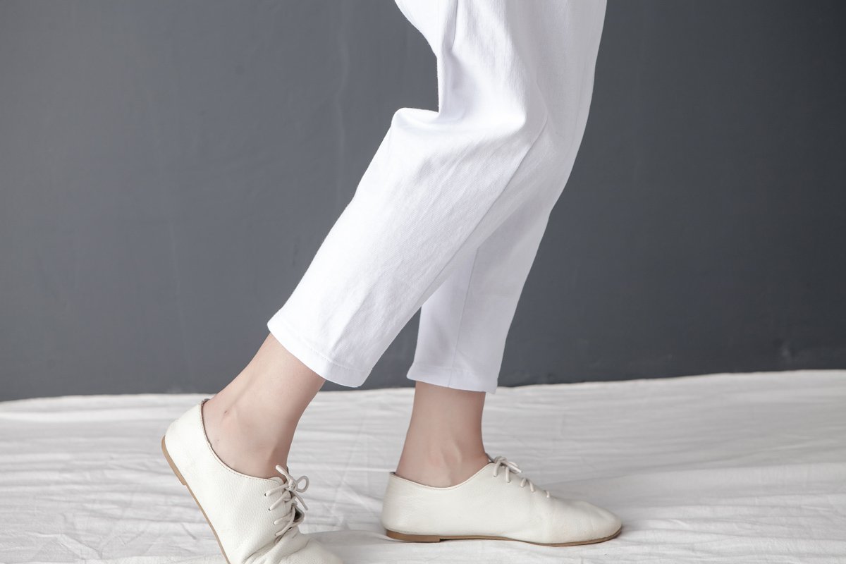 Casual Women Solid Black Linen Cotton Pants
