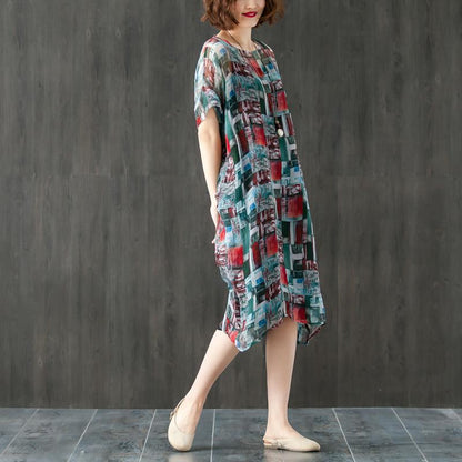 Women Two Pieces Short Sleeve Printed Dresses Black Vest