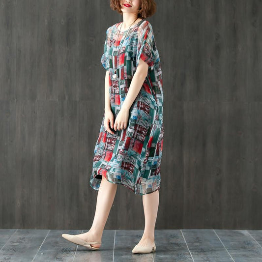 Women Two Pieces Short Sleeve Printed Dresses Black Vest