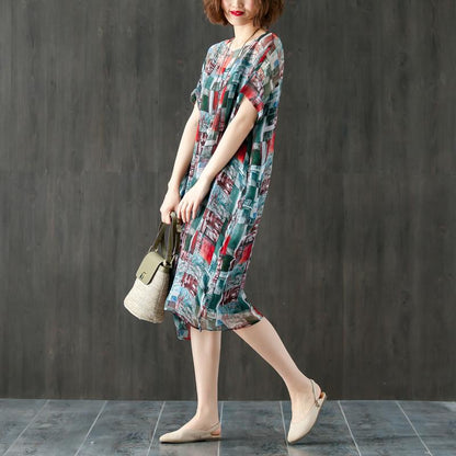 Women Two Pieces Short Sleeve Printed Dresses Black Vest