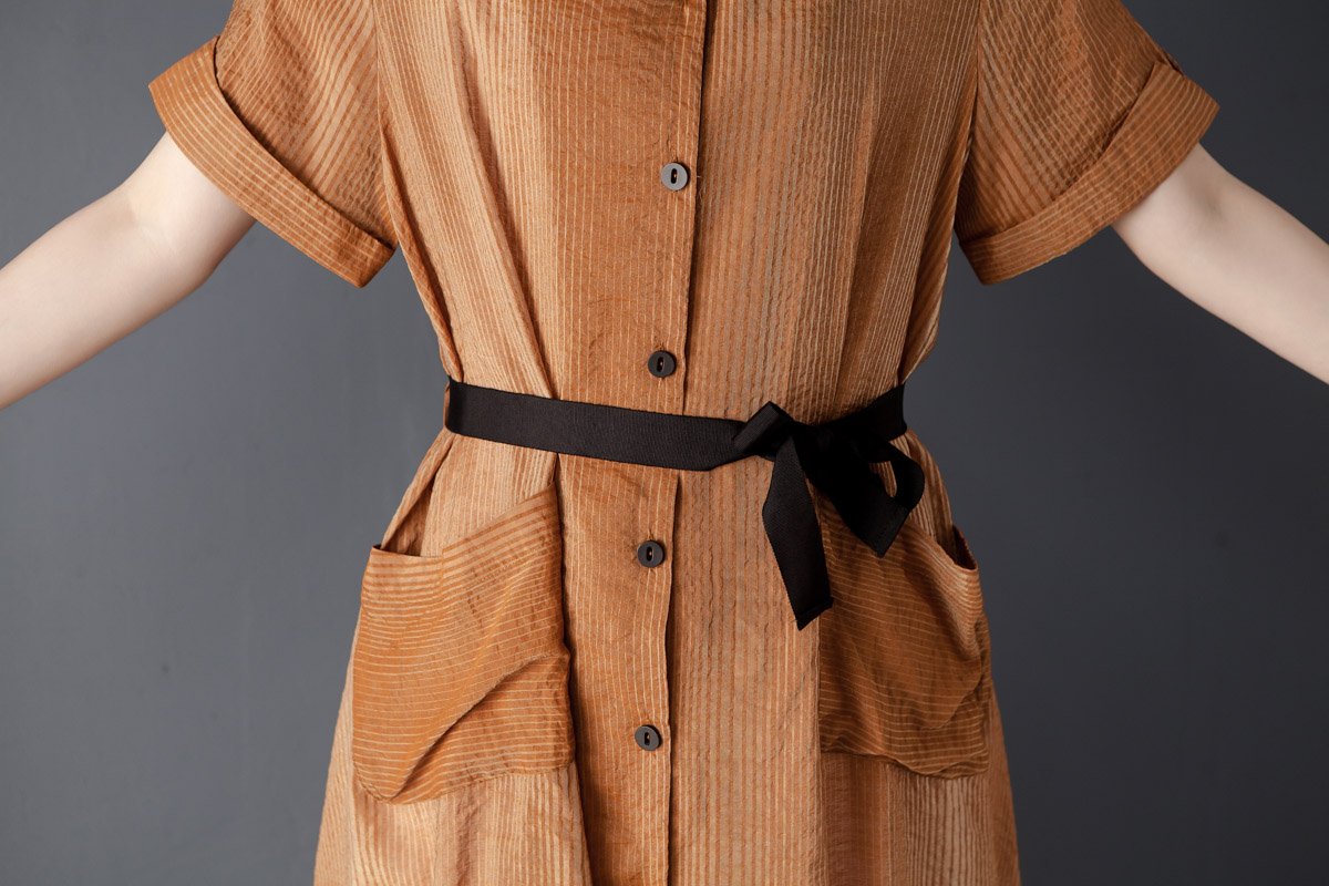 Irregular Women Short Sleeve Lacing Pink Shirt Dress