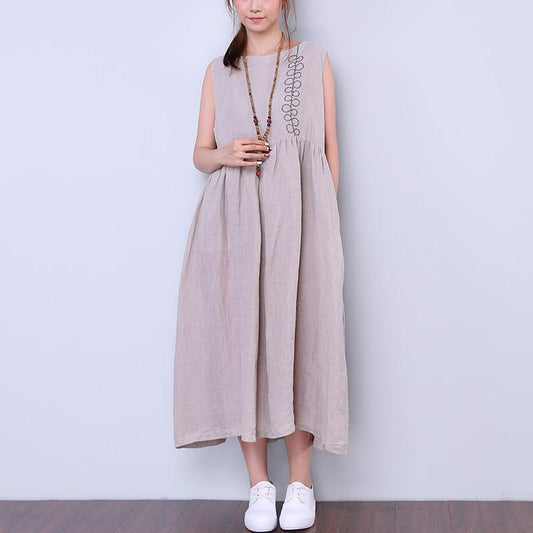 Retro Women Light Gray Sleeveless Skirt