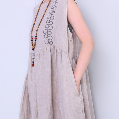 Retro Women Light Gray Sleeveless Skirt