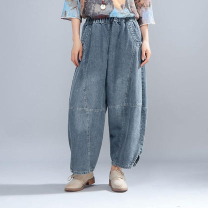 Casual Women Light Blue Denim Jeans Lantern Pants