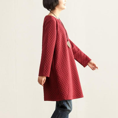 Fall Winter Casual Round Neck Long Sleeve Women Dress