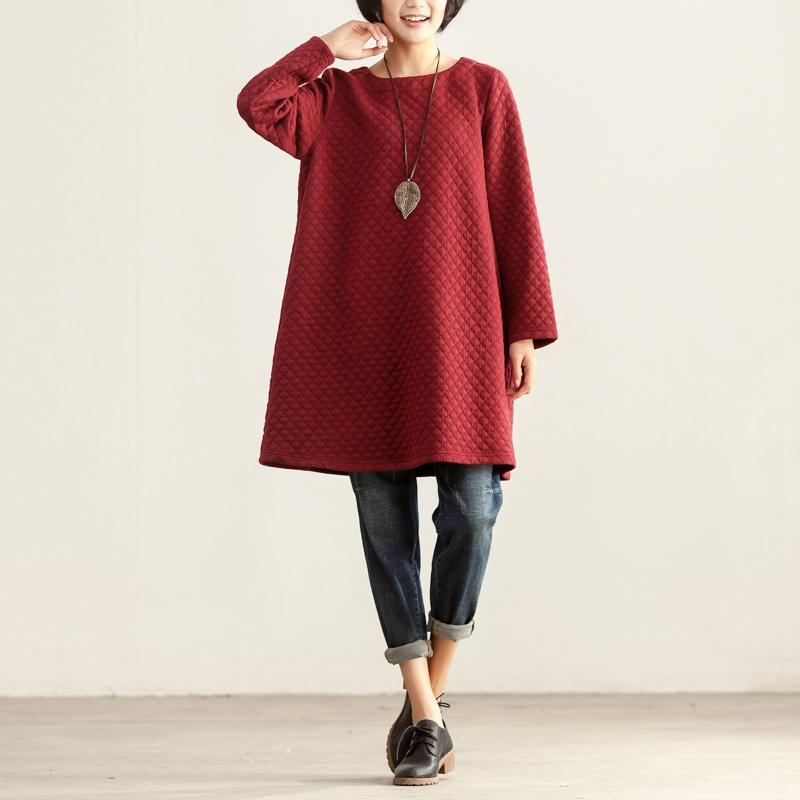 Fall Winter Casual Round Neck Long Sleeve Women Dress