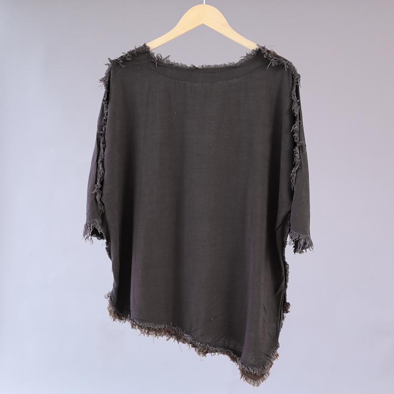Cotton Loose Splicing Women Casual Gray Irregular Shirt