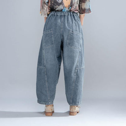 Casual Women Light Blue Denim Jeans Lantern Pants