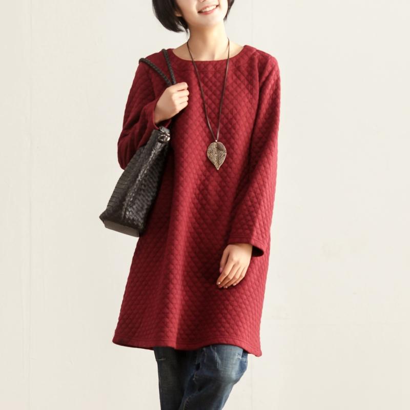 Fall Winter Casual Round Neck Long Sleeve Women Dress
