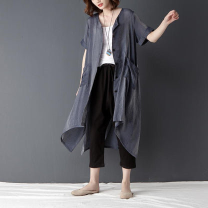 Irregular Casual Short Sleeve Lacing Navy Blue Shirt Dress