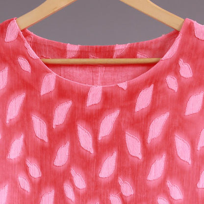 Women's Casual Round Neck Long Sleeve Red Pleated Dress