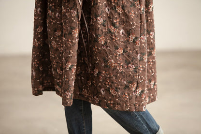 Women Autumn Round Neck Long Sleeve Floral Printing Dress