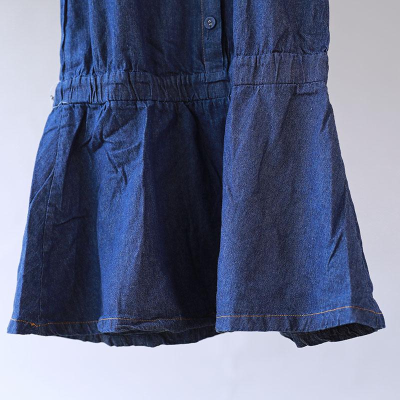 Splicing Cotton Loose Women Casual Short Sleeve Dress