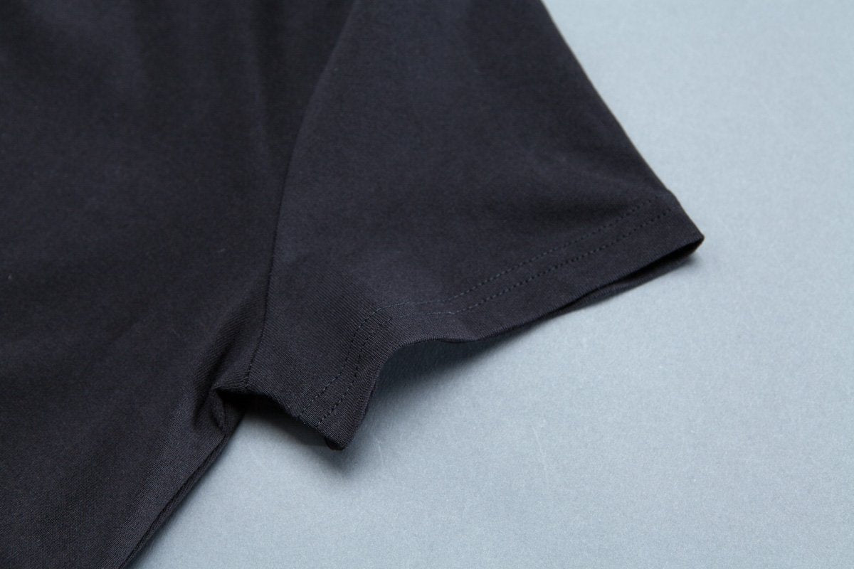 Short Sleeve Slit Round Neck Belt Black Dress