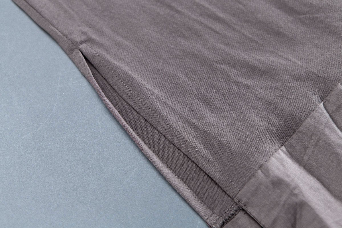 Short Sleeve Slit Round Neck Belt Gray Dress