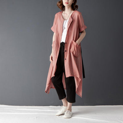 Irregular Women Short Sleeve Lacing Pink Shirt Dress