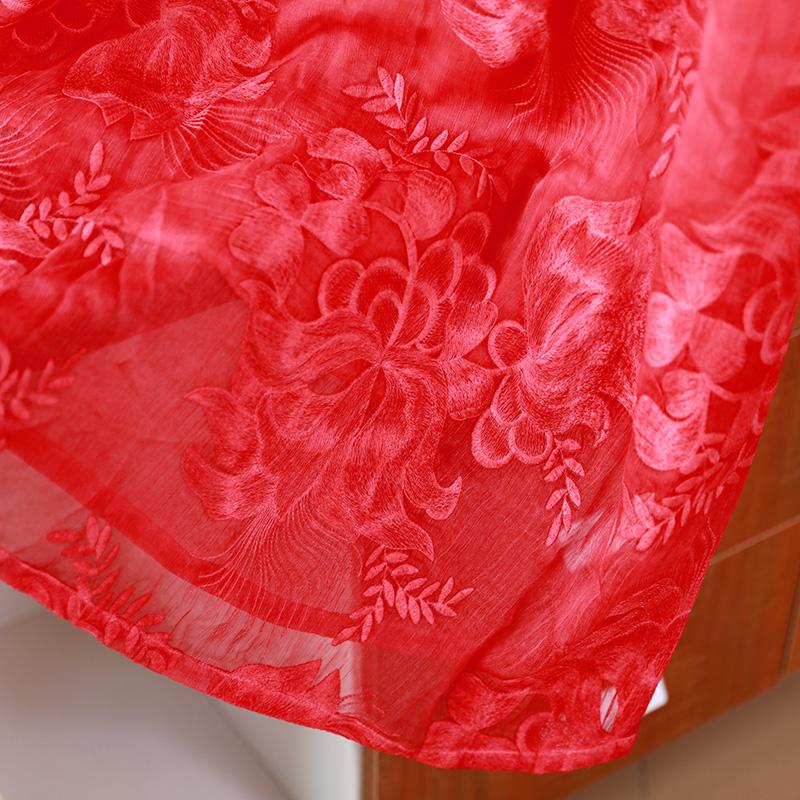 Round Neck Lining Long Sleeve Women Red Dress