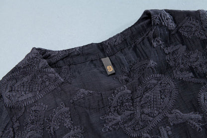 Summer Round Neck Short Sleeve Casual Embroidery Dress