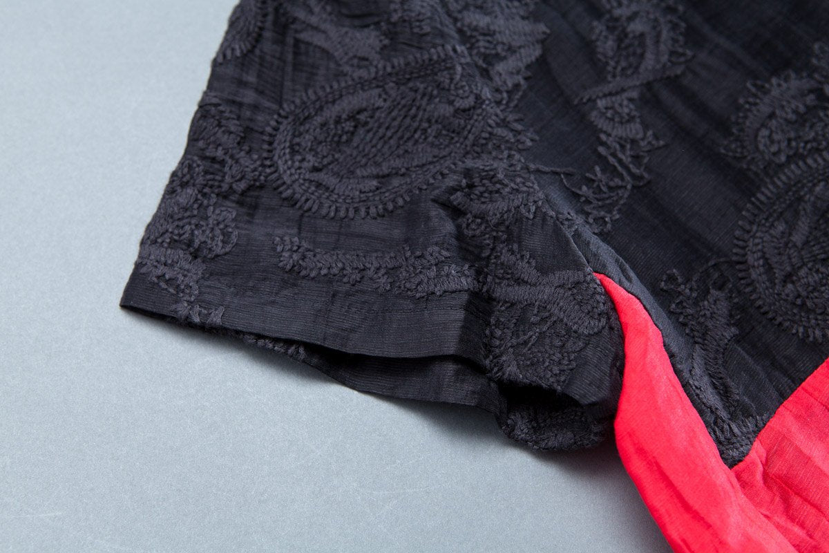 Summer Round Neck Short Sleeve Casual Embroidery Dress