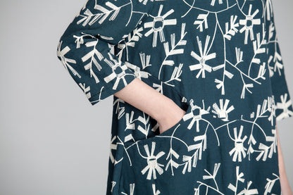 Spring Embroidered Round Neck Women Green Dress