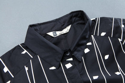 Summer Polo Neck Pockets Short Sleeve Casual Lacing Dress