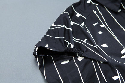 Summer Polo Neck Pockets Short Sleeve Casual Lacing Dress
