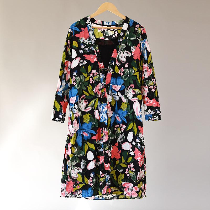 Women Two-Piece Long Sleeve Split Printed Dress+Vest