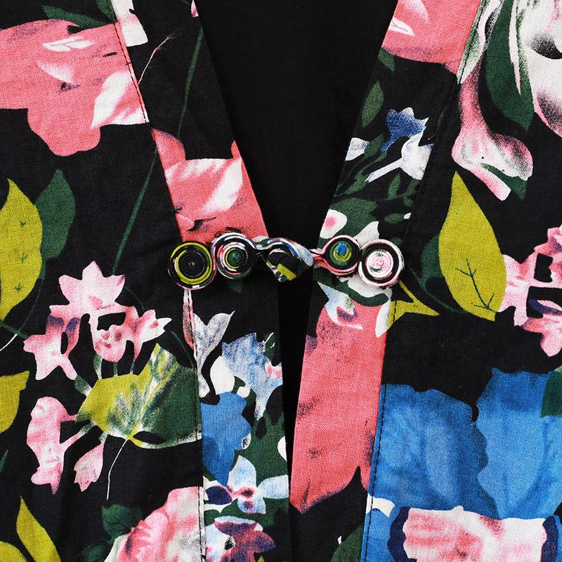 Women Two-Piece Long Sleeve Split Printed Dress+Vest