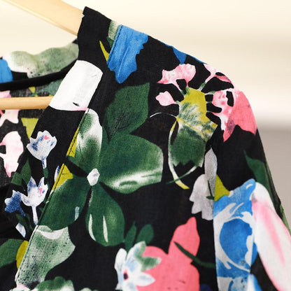 Women Two-Piece Long Sleeve Split Printed Dress+Vest
