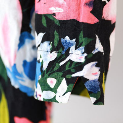 Women Two-Piece Long Sleeve Split Printed Dress+Vest