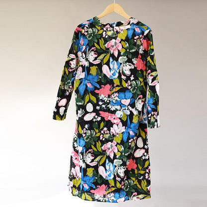 Women Two-Piece Long Sleeve Split Printed Dress+Vest