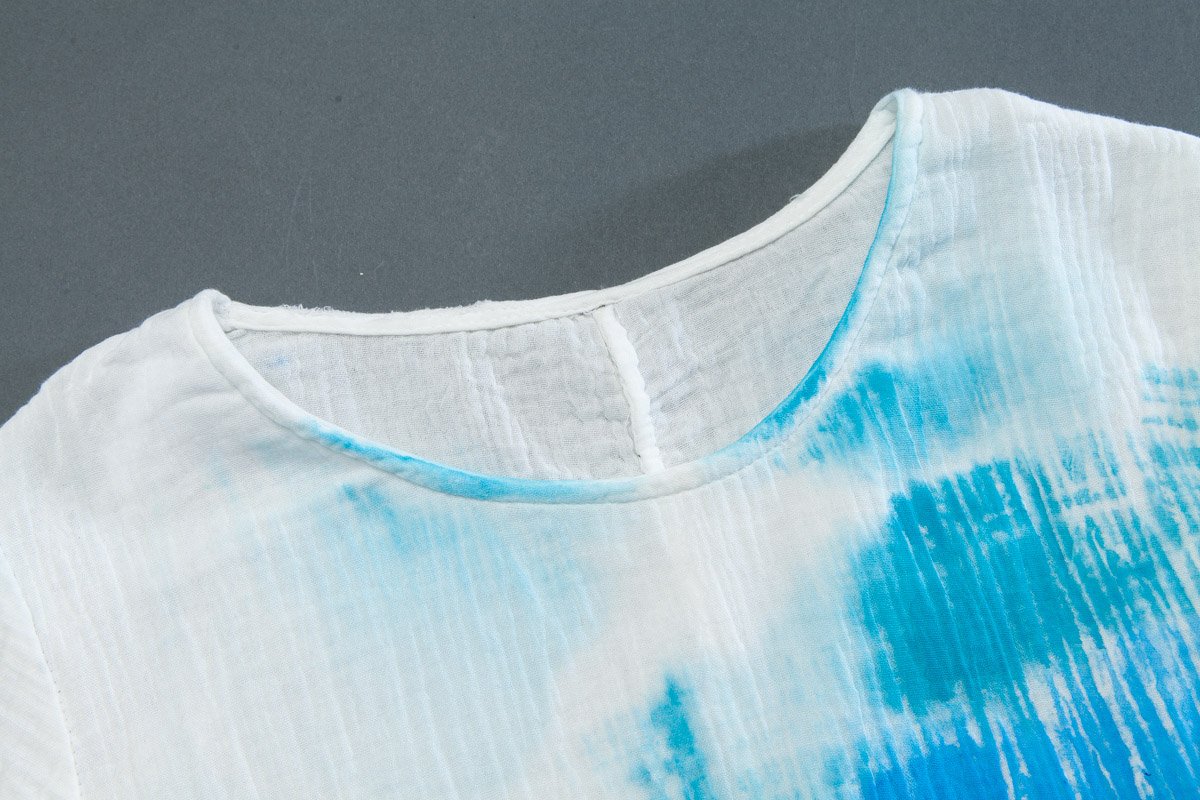 Round Neck Three-quarter Sleeve Pockets Slit Dress