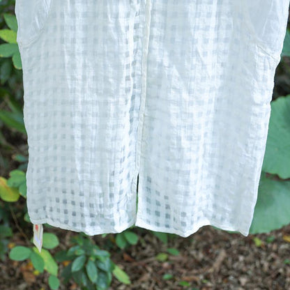 Casual Slit Lattice Half Sleeves Women White Coat
