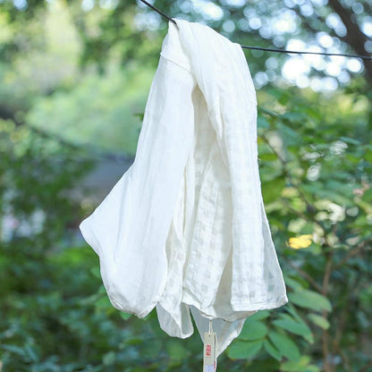 Casual Slit Lattice Half Sleeves Women White Coat
