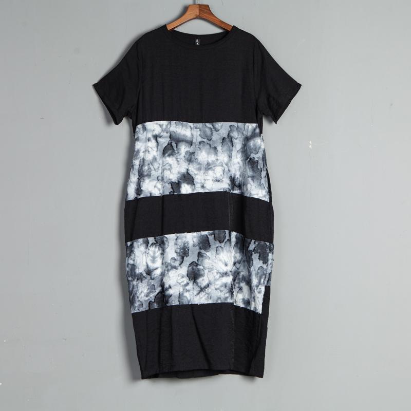 Short Sleeve Casual Round Neck Black Summer Dress