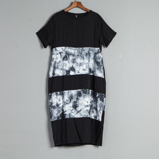 Short Sleeve Casual Round Neck Black Summer Dress