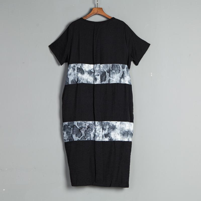 Short Sleeve Casual Round Neck Black Summer Dress