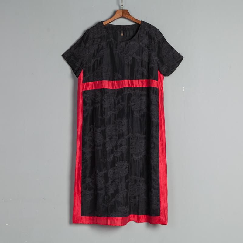 Summer Round Neck Short Sleeve Casual Embroidery Dress