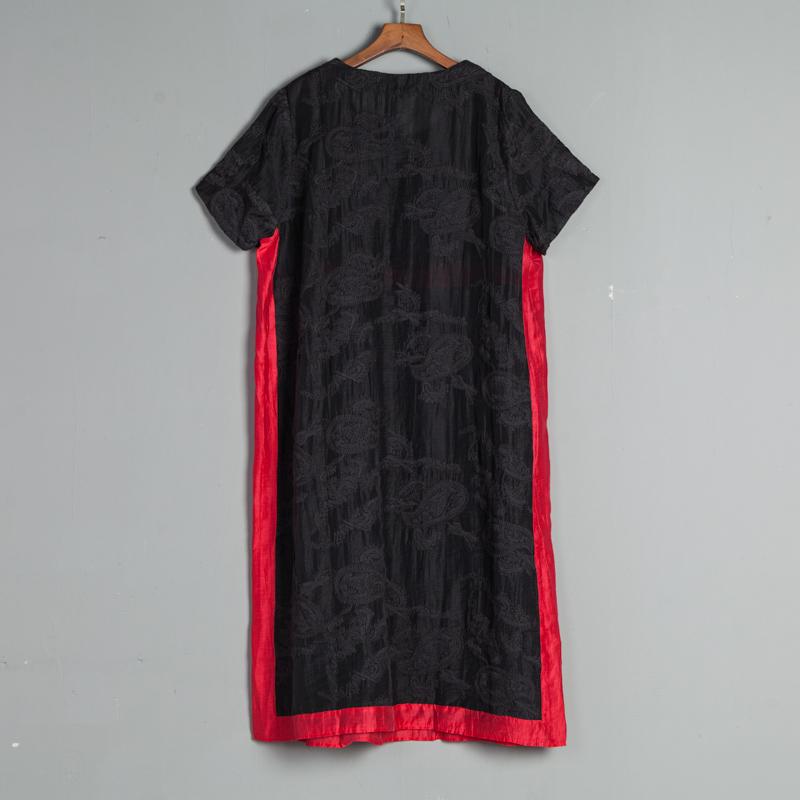 Summer Round Neck Short Sleeve Casual Embroidery Dress