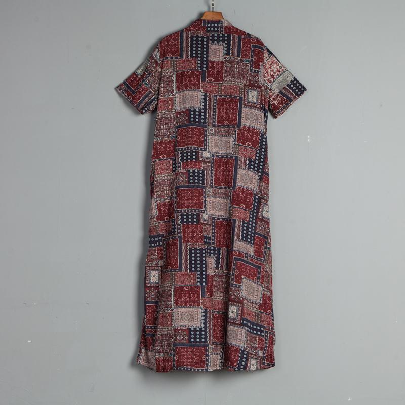 Split Neck Casual Short Sleeve Floral Summer Dress